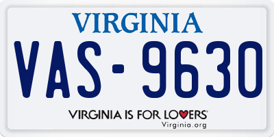 VA license plate VAS9630