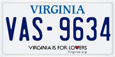 VA license plate VAS9634