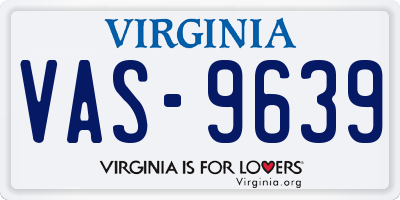 VA license plate VAS9639