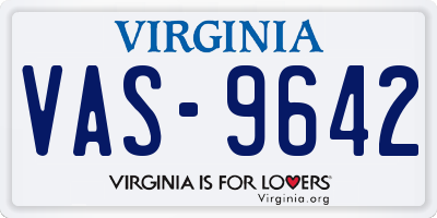 VA license plate VAS9642