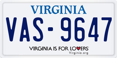 VA license plate VAS9647