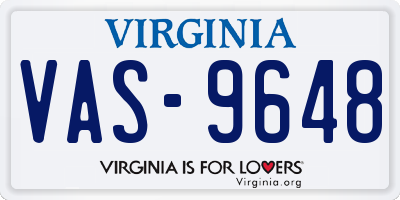 VA license plate VAS9648