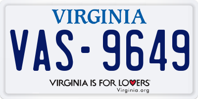 VA license plate VAS9649