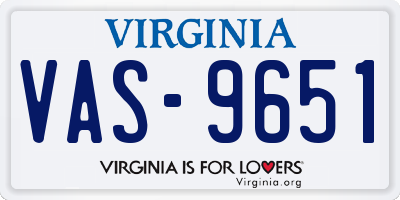 VA license plate VAS9651