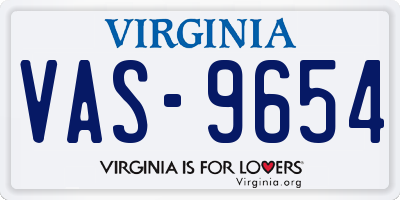 VA license plate VAS9654