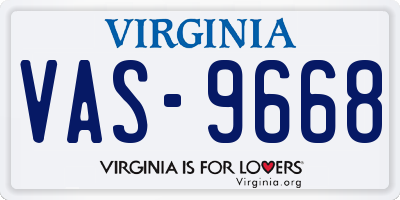 VA license plate VAS9668