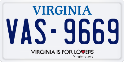 VA license plate VAS9669