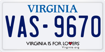 VA license plate VAS9670