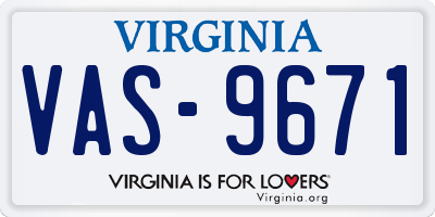 VA license plate VAS9671