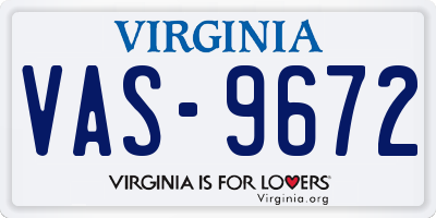 VA license plate VAS9672