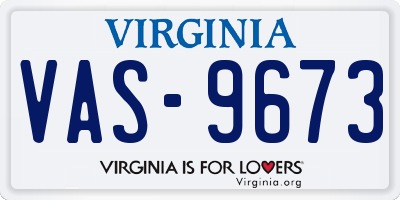 VA license plate VAS9673