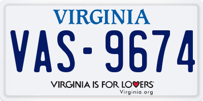 VA license plate VAS9674