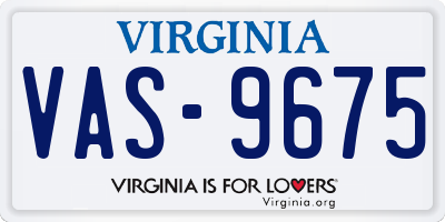 VA license plate VAS9675