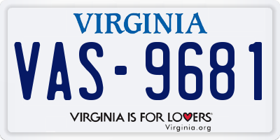 VA license plate VAS9681