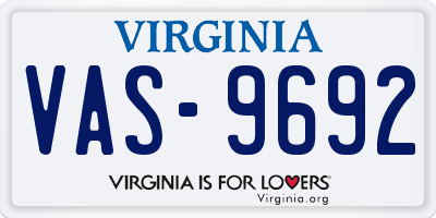 VA license plate VAS9692