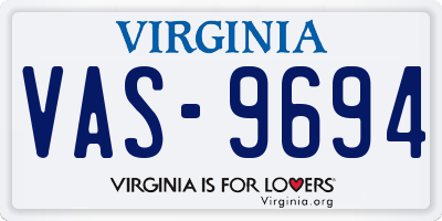 VA license plate VAS9694