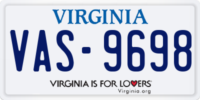 VA license plate VAS9698