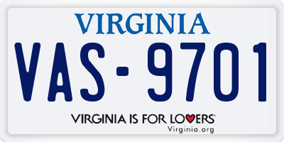 VA license plate VAS9701