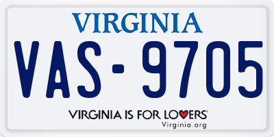 VA license plate VAS9705