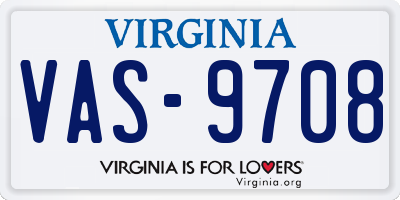 VA license plate VAS9708