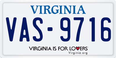 VA license plate VAS9716