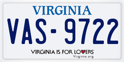 VA license plate VAS9722