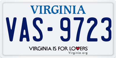 VA license plate VAS9723