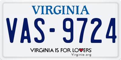 VA license plate VAS9724