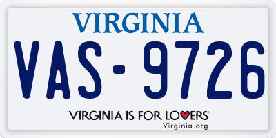 VA license plate VAS9726