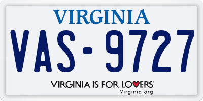 VA license plate VAS9727