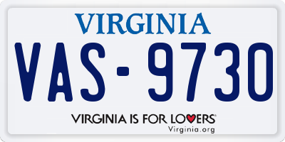 VA license plate VAS9730