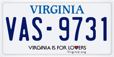 VA license plate VAS9731