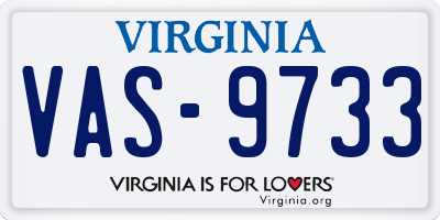 VA license plate VAS9733