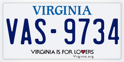 VA license plate VAS9734