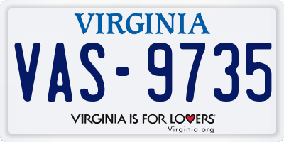 VA license plate VAS9735