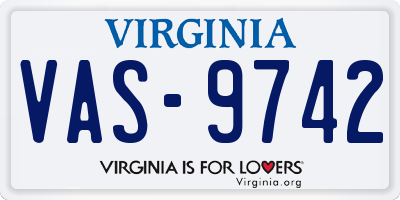 VA license plate VAS9742