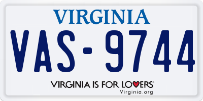 VA license plate VAS9744