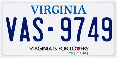 VA license plate VAS9749