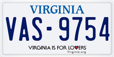 VA license plate VAS9754