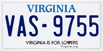 VA license plate VAS9755