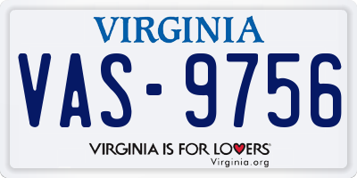 VA license plate VAS9756