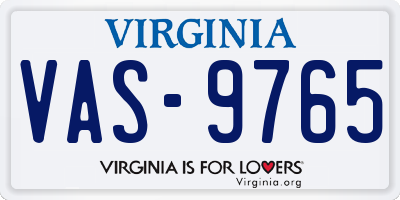 VA license plate VAS9765