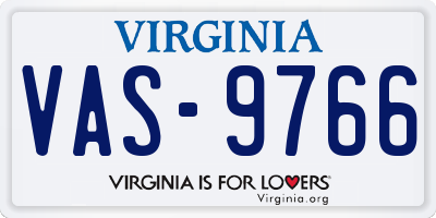 VA license plate VAS9766