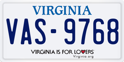 VA license plate VAS9768