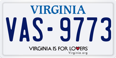 VA license plate VAS9773