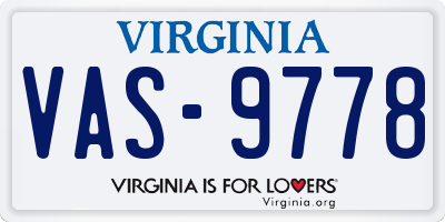 VA license plate VAS9778