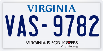 VA license plate VAS9782