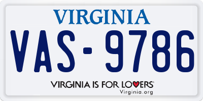 VA license plate VAS9786