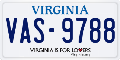 VA license plate VAS9788