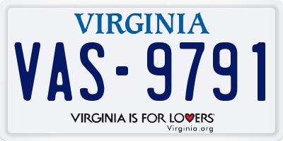 VA license plate VAS9791